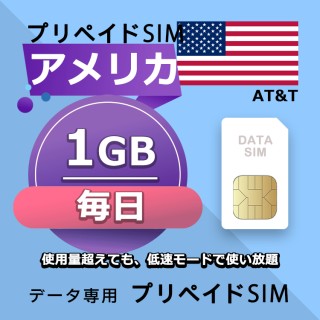 データ通信SIM プリペイドSIM 毎日1GB simカード 格安SIM SIMプリー アメリカ データ専用 AT&T + LTE対応