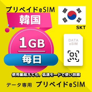 データ通信eSIM 韓国 毎日 1GB esim 格安eSIM SIMプリー 韓国 データ専用 SKT