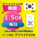 データ通信eSIM 韓国 毎日 1.5GB esim 格安eSIM SIMプリー 韓国 データ専用 SKT