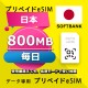 データ通信eSIM 日本 毎日 800MB esim 格安eSIM SIMプリー 日本 データ専用 SoftBank
