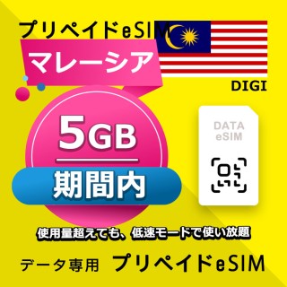 マレーシア 5GB / 期間内（世界 56カ国）