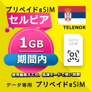 セルビア 1GB / 期間内（世界 56カ国）
